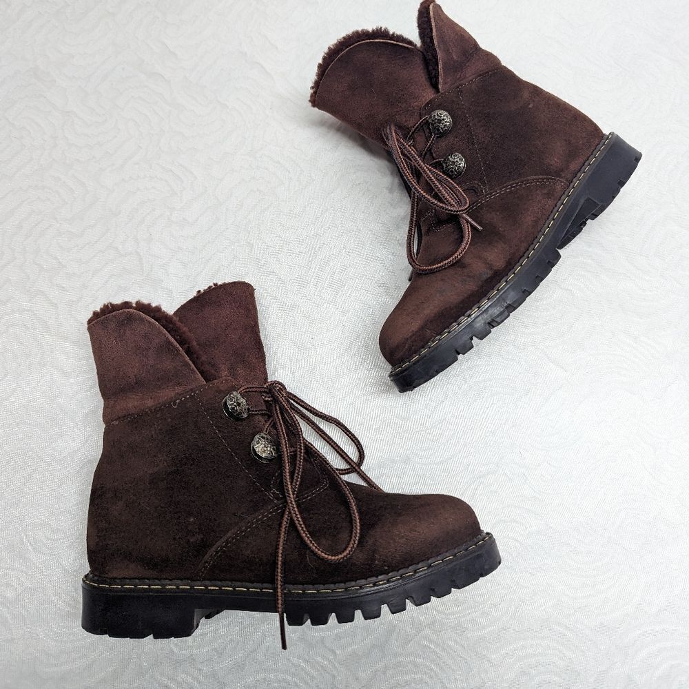 SOREL | Leather Shearling Lace Up Boots sz 6